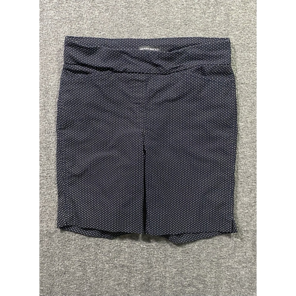 Hilary Radley Womens Navy Blue White Polka Dot Bermuda Shorts Size S Pull On
